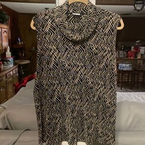 Studio C Plus Black & Tan Cowl Neck Sleeves Tank size 1X